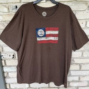 Life is good men crusher tee baseball on United States flag shirt